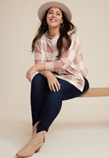 Plus Size Sylvan Plaid Tunic Top, CHERRYWOOD BROWN COMBO, small