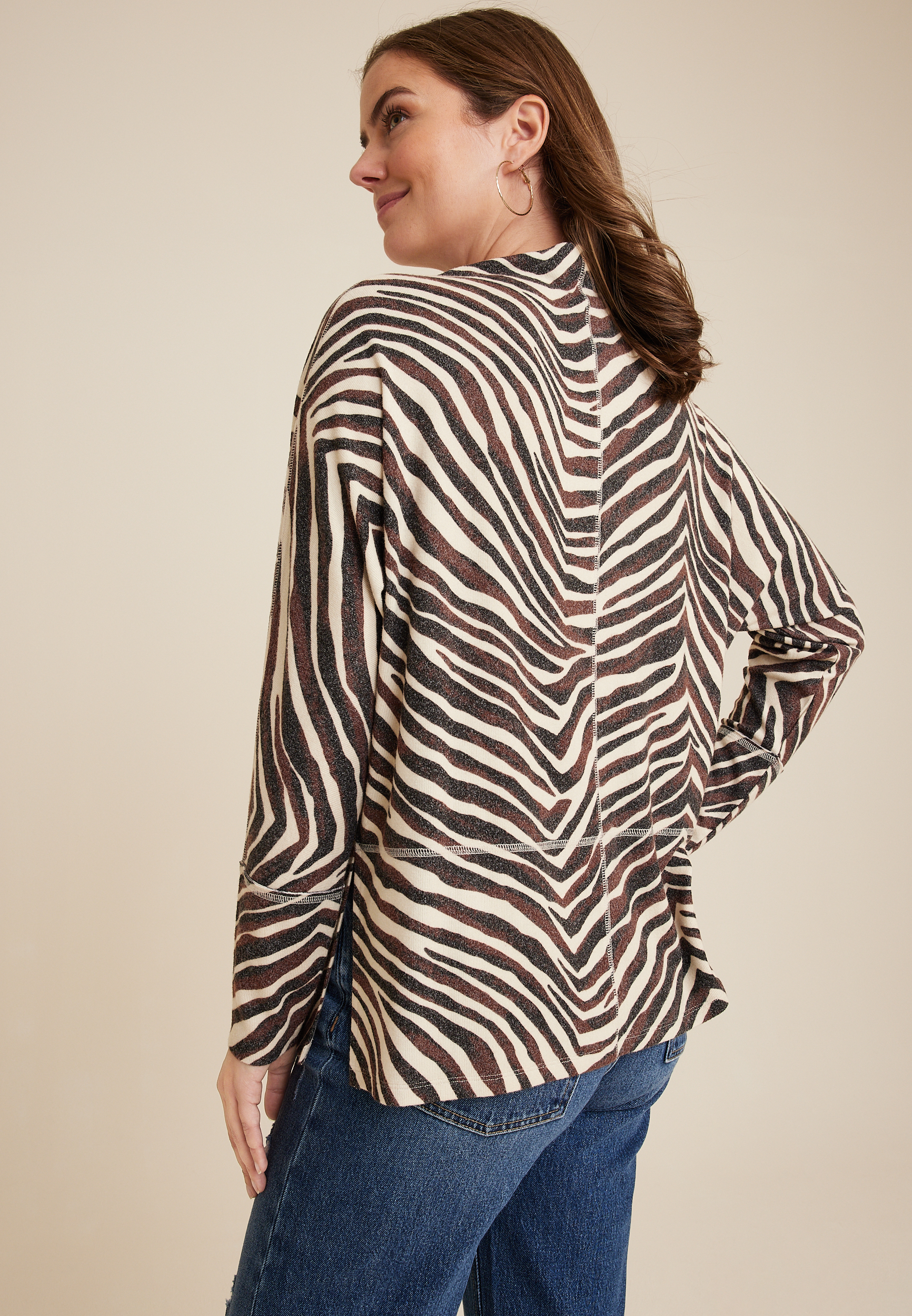 Sylvan Zebra Tunic Top, BLACK COMBO, large