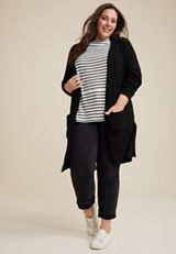 Plus Size Sylvan Striped Tunic Top, BLACK COMBO, small
