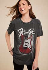 Fender Oversized Fit Graphic Tee, BLACK, small