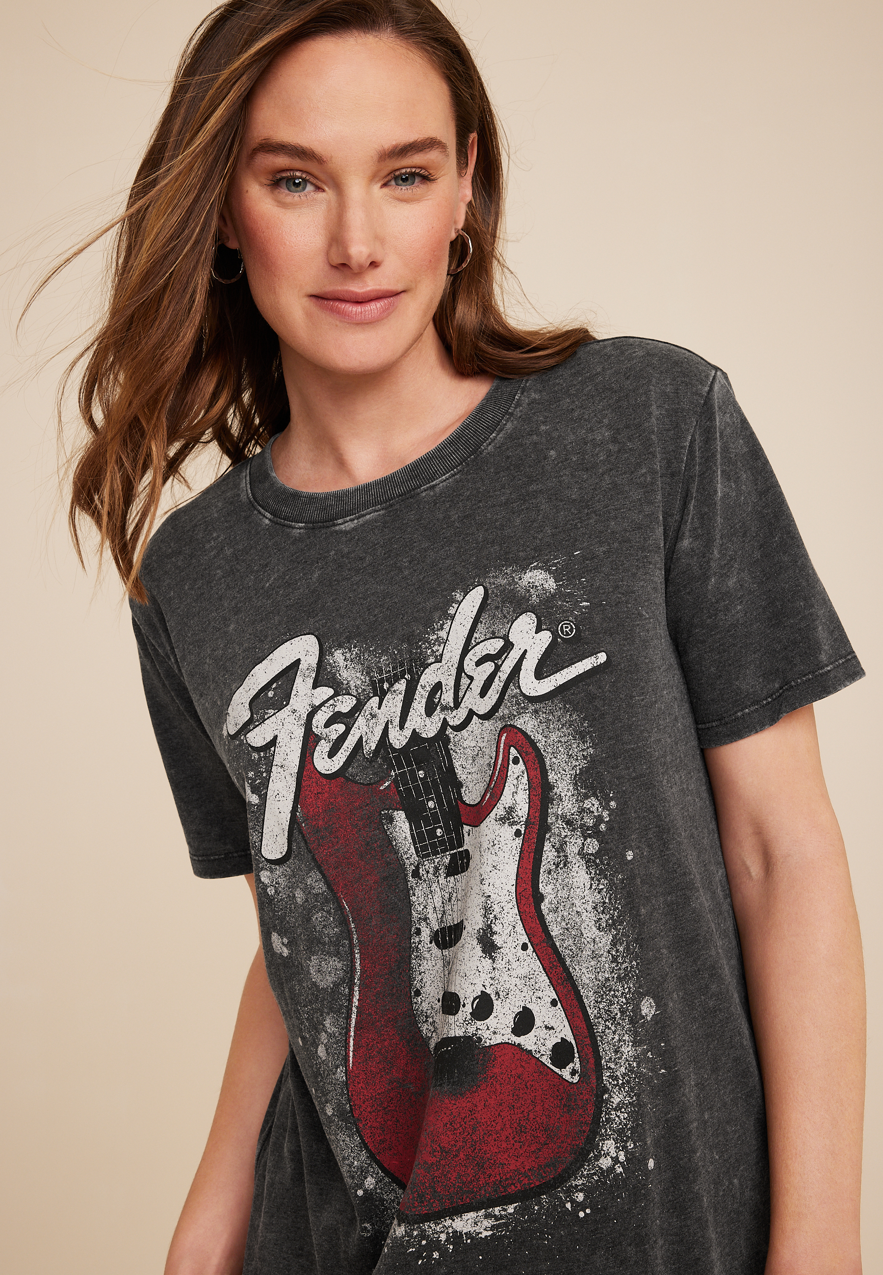 Fender Oversized Fit Graphic Tee, BLACK, large