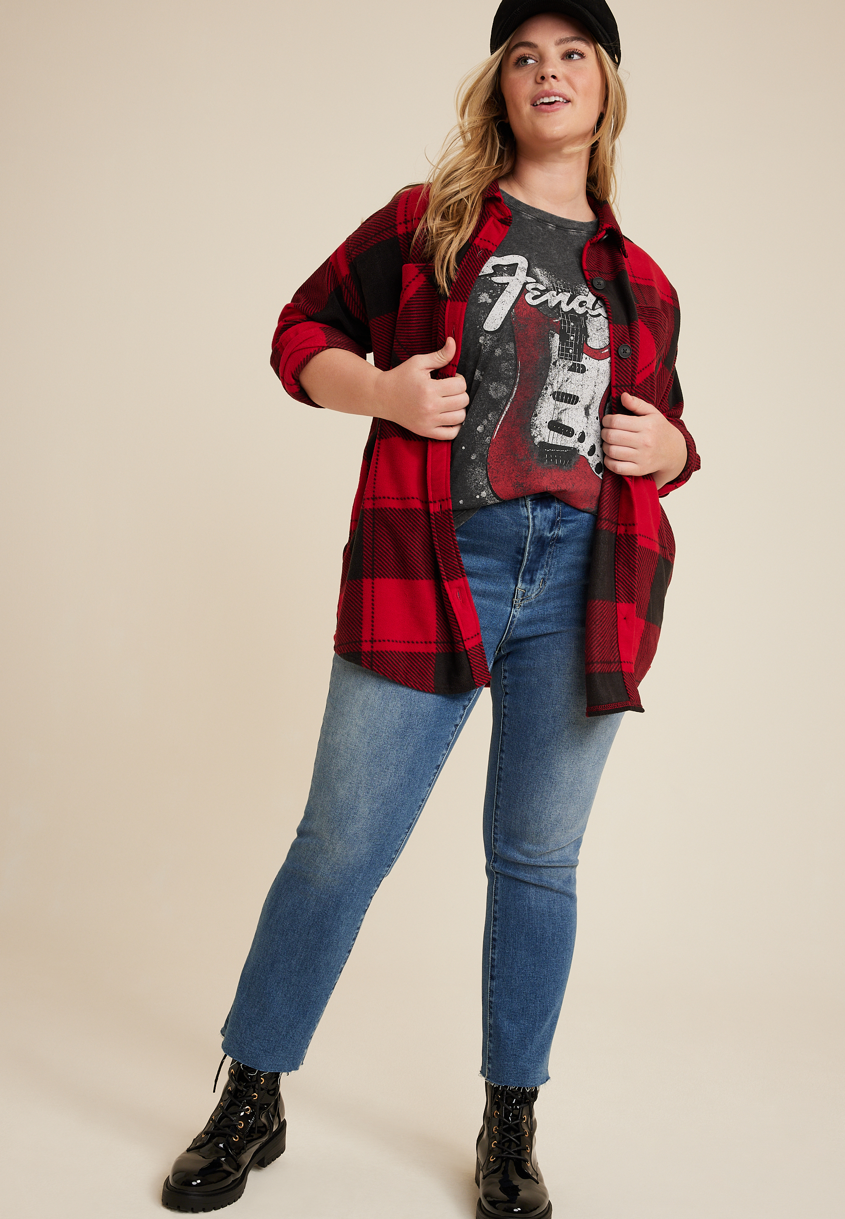 Plus Size Fender Oversized Graphic Tee, C106, large