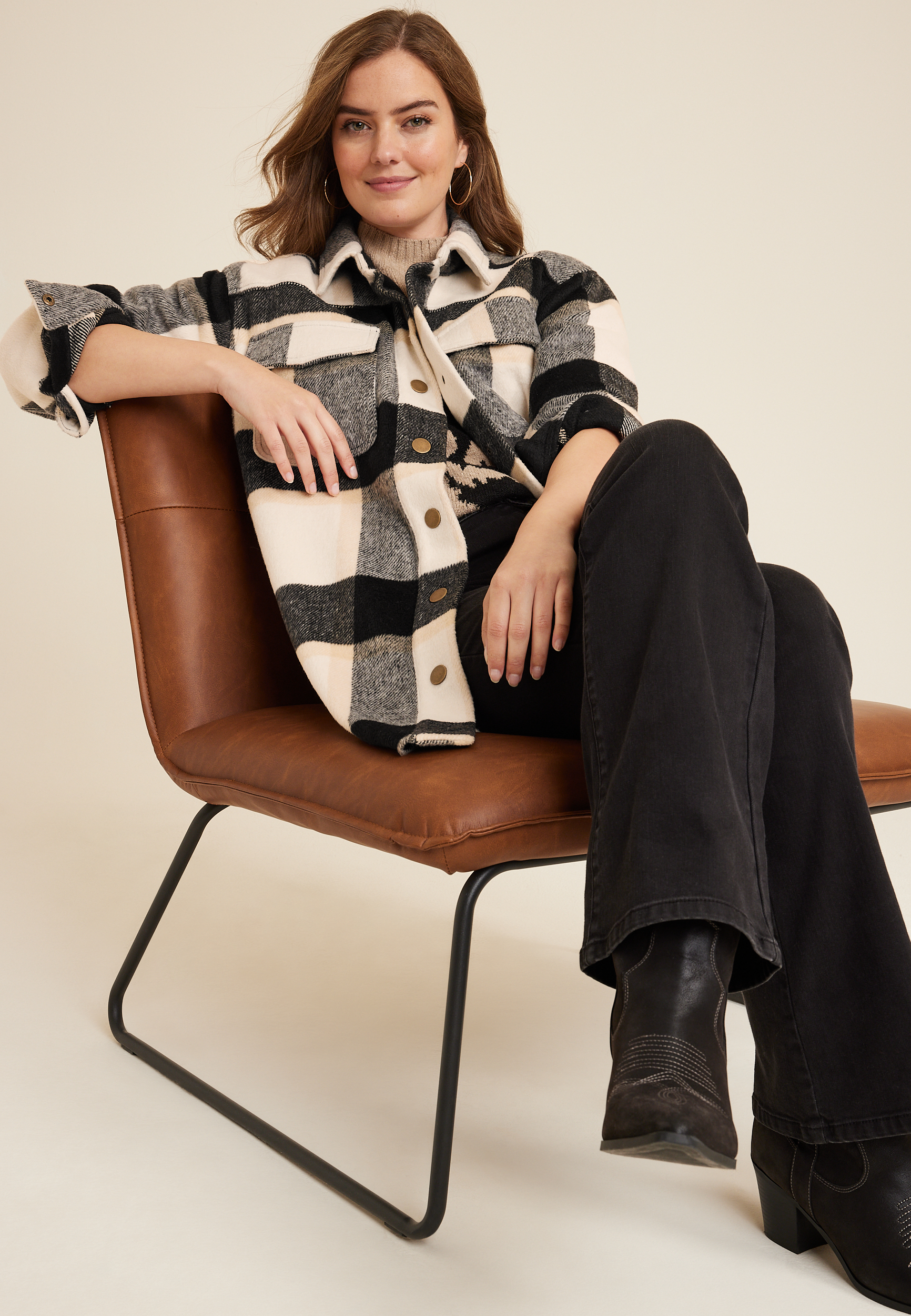 Buffalo Plaid Shacket, C3986, large