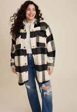 Plus Size Buffalo Plaid Shacket, C3986, small