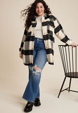 Plus Size Buffalo Plaid Shacket, C3986, small