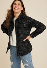 Black Tweed Shacket, BLACK COMBO, small