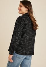 Black Tweed Shacket, BLACK COMBO, small