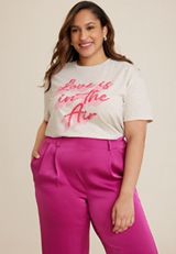 Plus Size Love Is In The Air Graphic Tee, C3348, small
