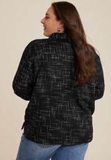 Plus Size Black Tweed Shacket, C1756, small
