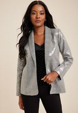 Sequin Plaid Blazer, C1755, small