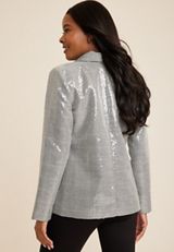 Sequin Plaid Blazer, C1755, small