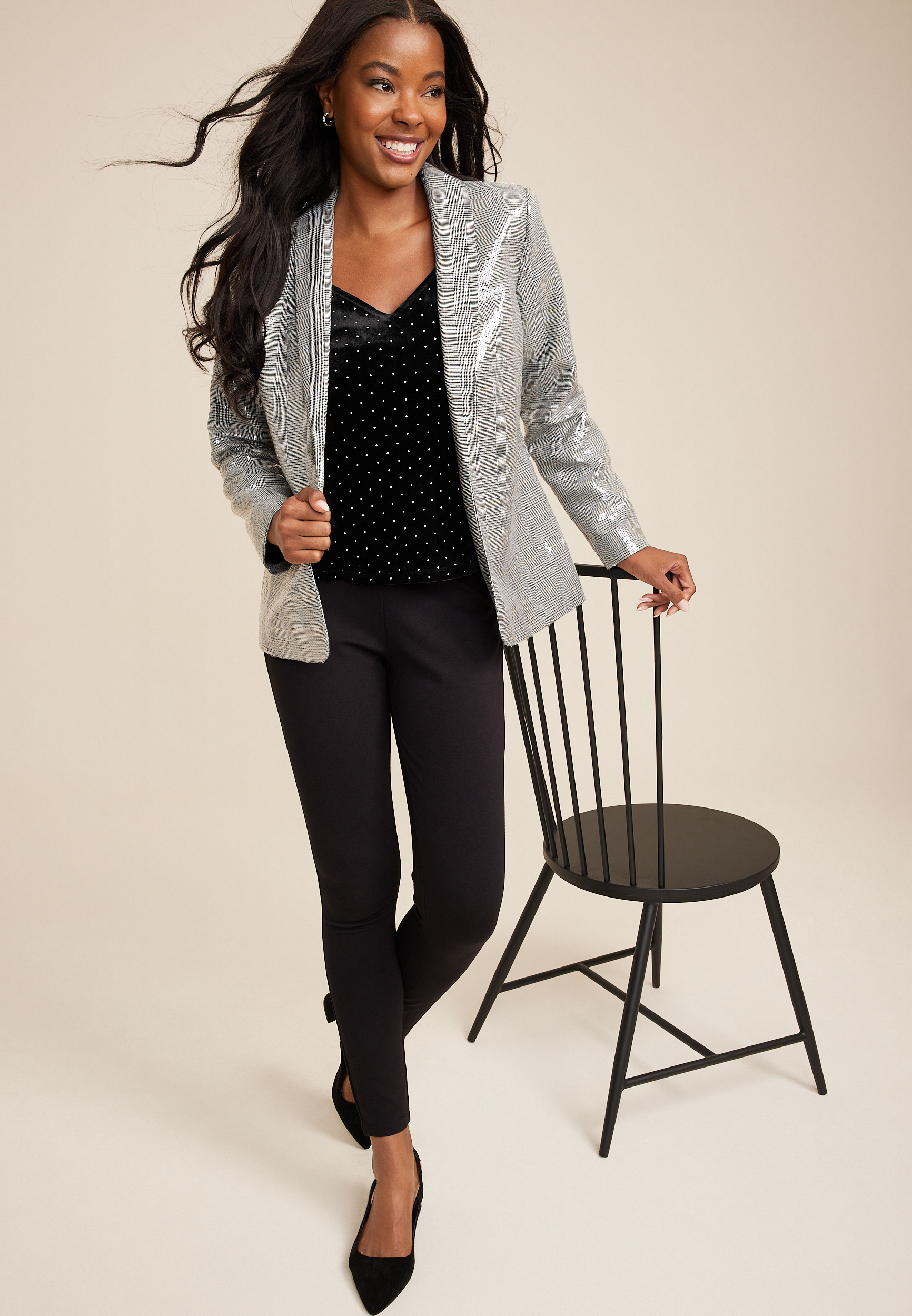 Sequin Plaid Blazer, C1755, large