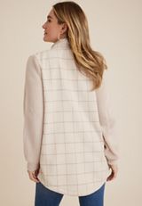 Mixed Media Knit Sleeve Shacket, CREAM COMBO, small