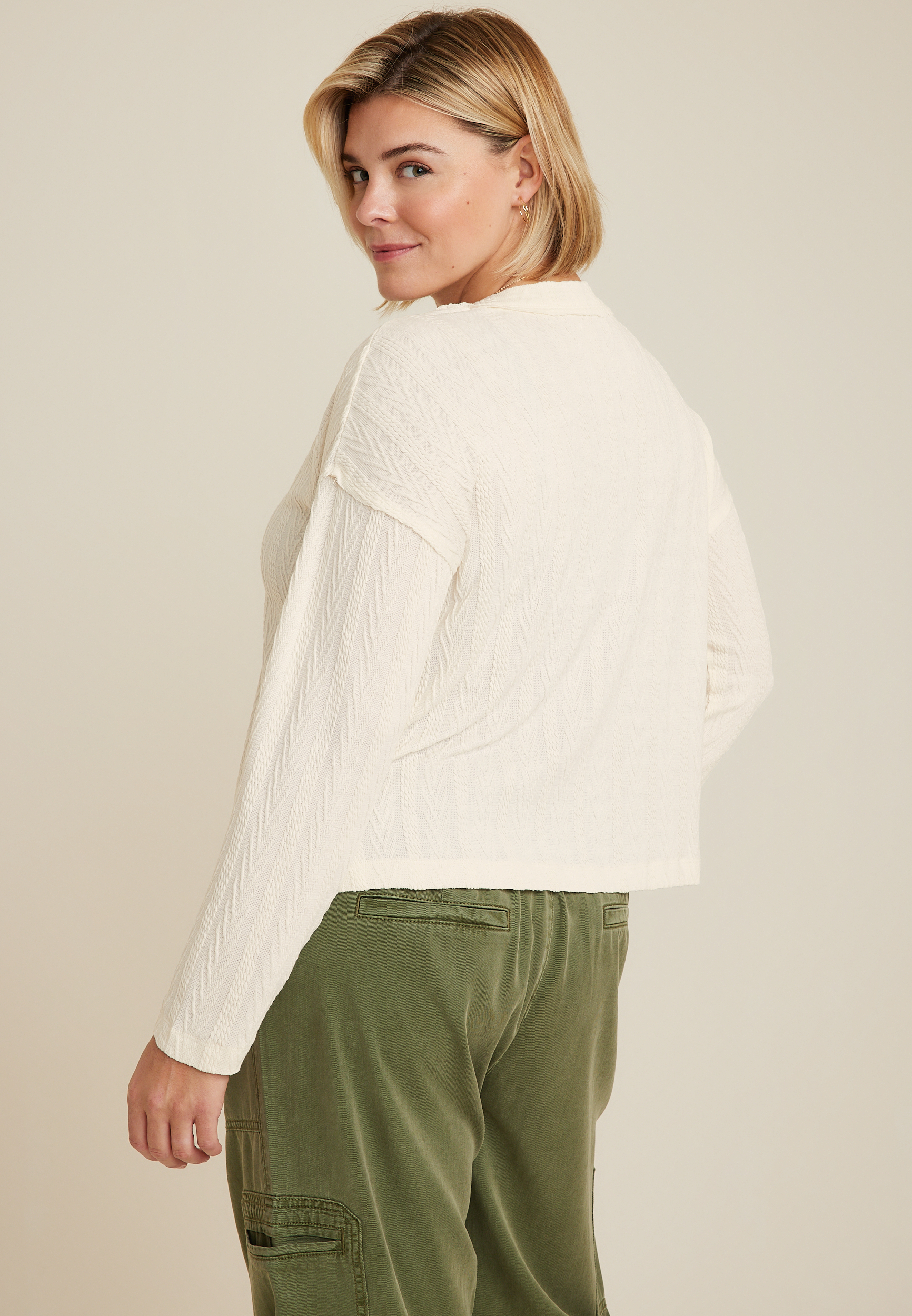Plus Size Textured Cardigan, C2789, large