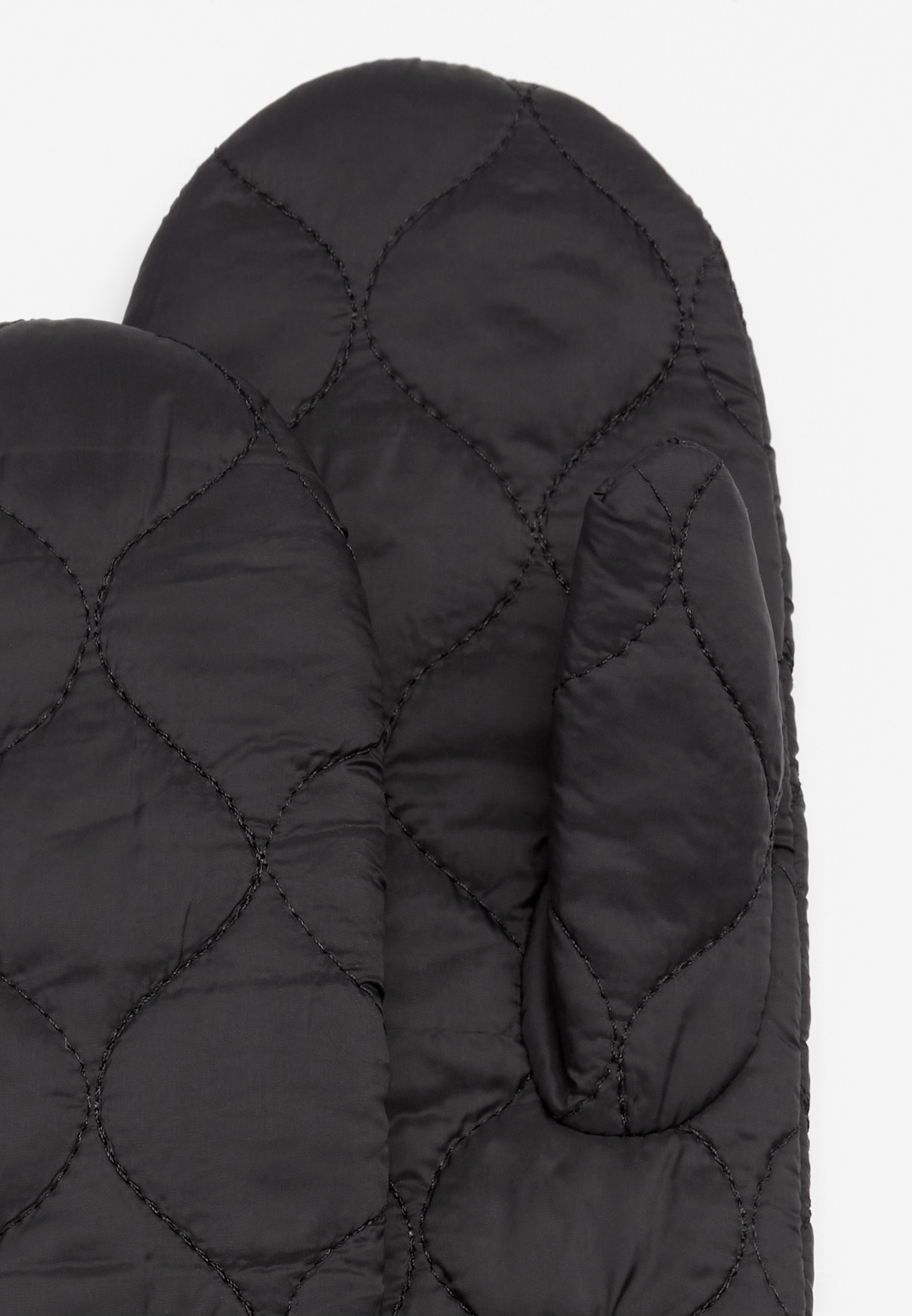 Black Quilted Mittens, C106, large