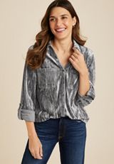 Winona Velvet Button Down Blouse, C829, small