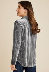 Winona Velvet Button Down Blouse, C829, small