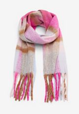 Pink Plaid Blanket Scarf, PINK COMBO, small
