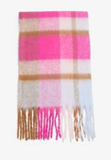 Pink Plaid Blanket Scarf, PINK COMBO, small