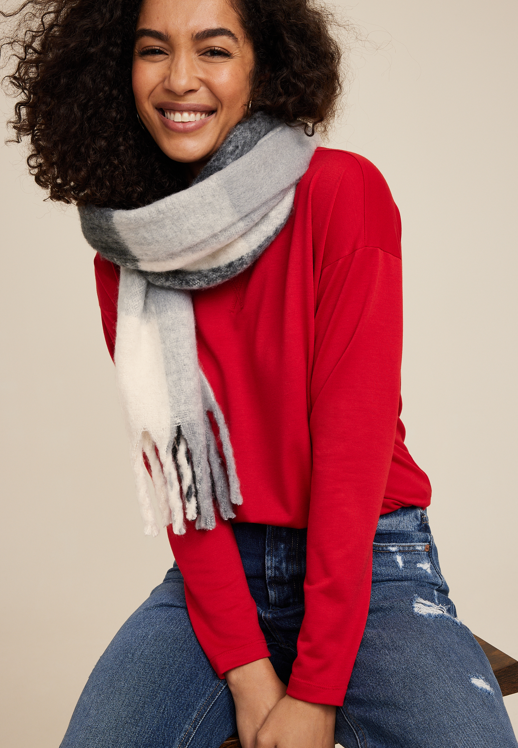 Buffalo Plaid Blanket Scarf, C1756, large