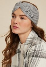 Jeweled Knit Headband, GRAY, small