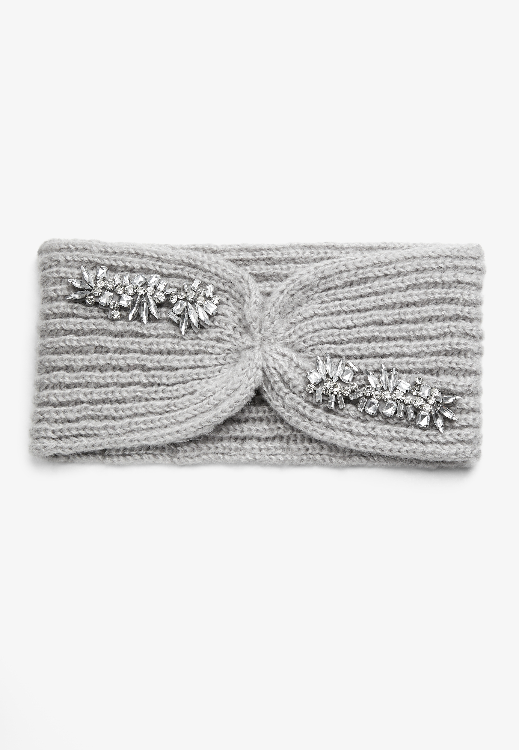 Jeweled Knit Headband, GRAY, large