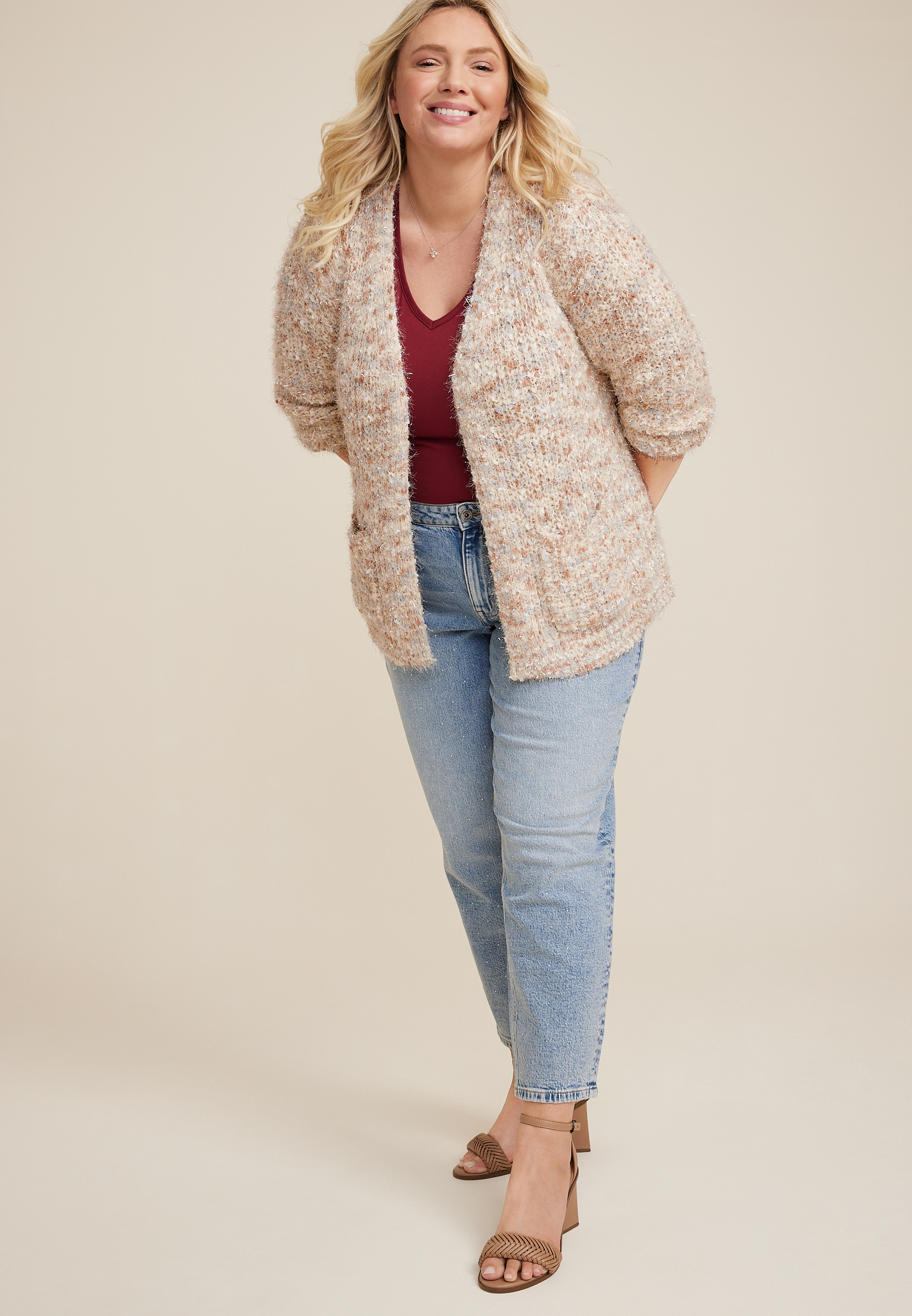Plus Size Popo Shimmer Cardigan, C9081, large