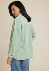 Waffle Knit Button Down Shacket, C9312, small