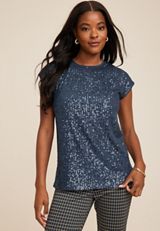 edgely&trade; Sequin Short Sleeve Tee, C829, small