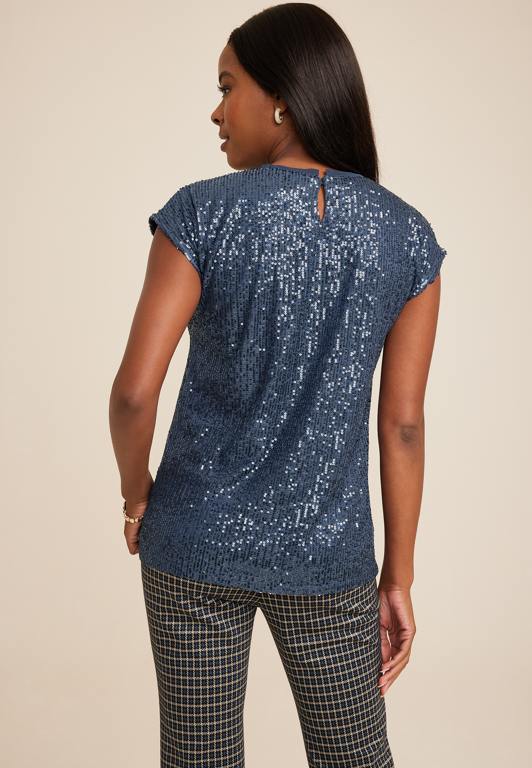 edgely&trade; Sequin Short Sleeve Tee, C829, large