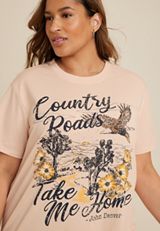 Plus Size Country Roads Vintage Oversized Graphic Tee, C9505, small