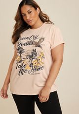 Plus Size Country Roads Vintage Oversized Graphic Tee, C9505, small