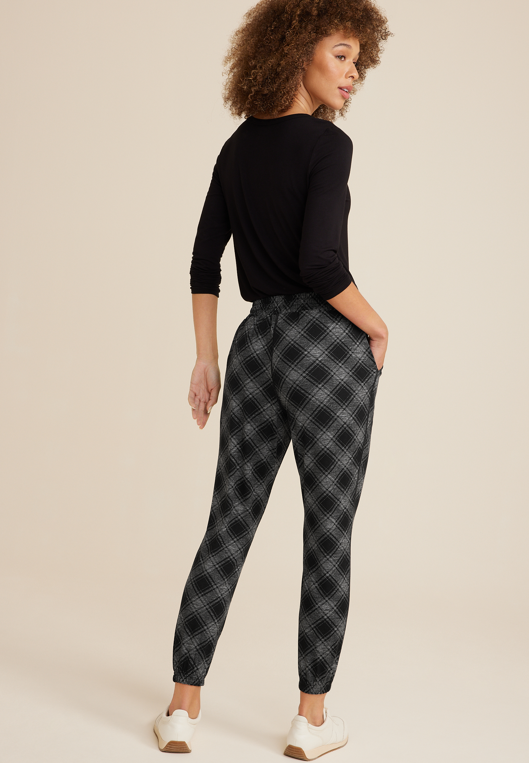 Cloud Stretch Plaid High Rise Jogger, C1755, large