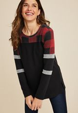 Heritage Buffalo Plaid Mixer Tee, REBEL RED COMBO, small