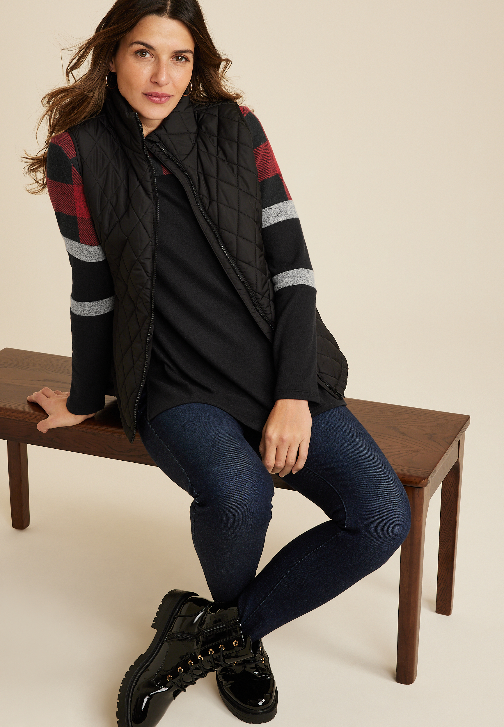 Heritage Buffalo Plaid Mixer Tee, REBEL RED COMBO, large