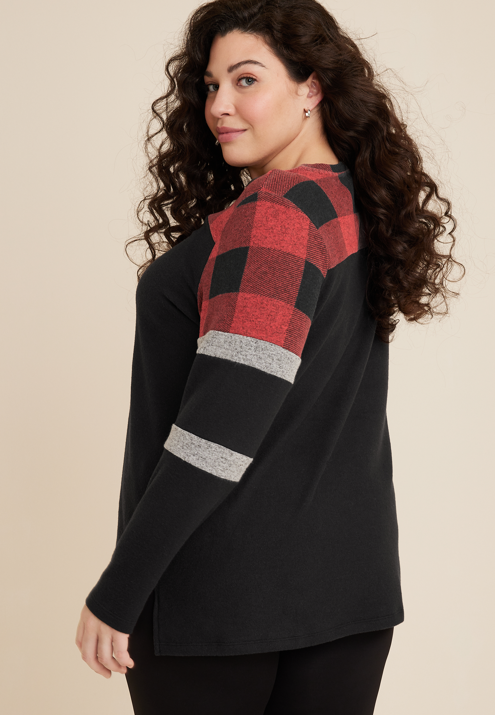 Plus Size Heritage Buffalo Plaid Mixer Tee, C7044, large
