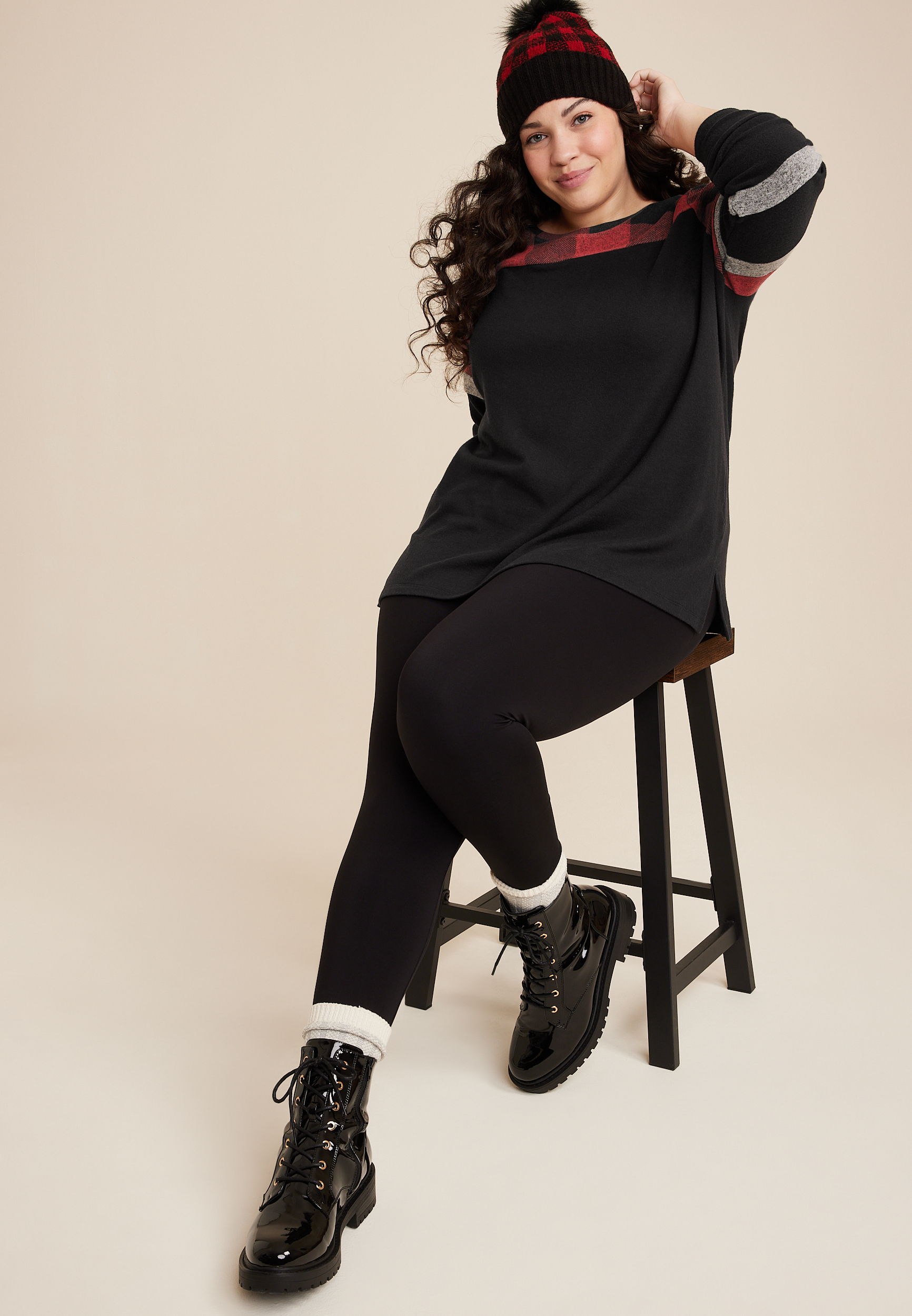 Plus Size Heritage Buffalo Plaid Mixer Tee, C7044, large