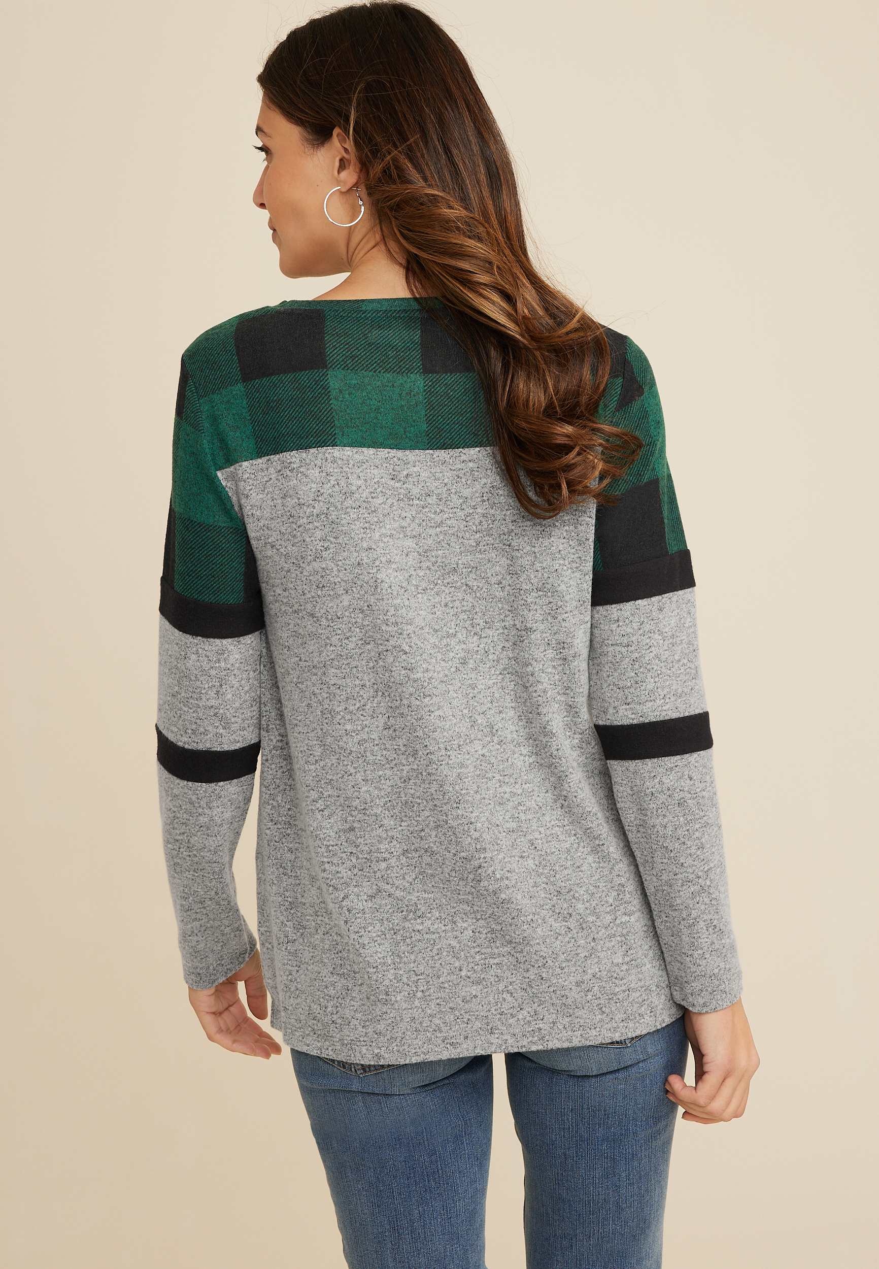 Heritage Buffalo Plaid Mixer Tee, C3409, large