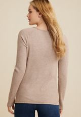 Heartland Lace Trim Henley Tee, HEATHERED COCOA, small