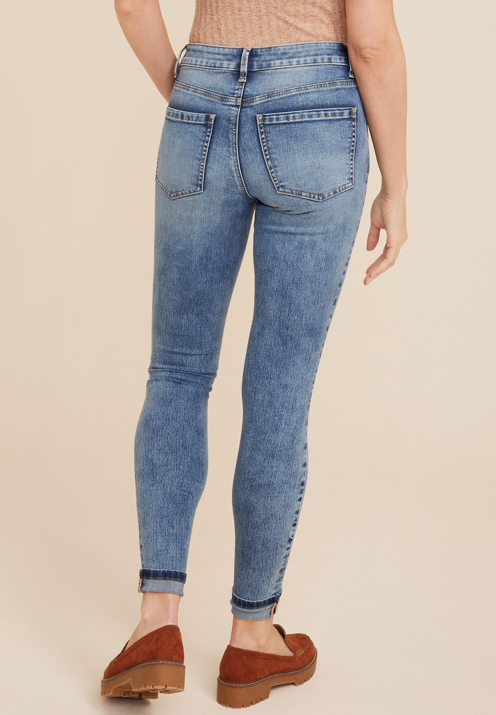 Everflex&trade; Super Skinny Mid Rise Cuffed Ankle Jean, C2806, large