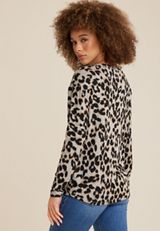 24/7 Victoria Leopard Long Sleeve Tee, NATURAL COMBO, small