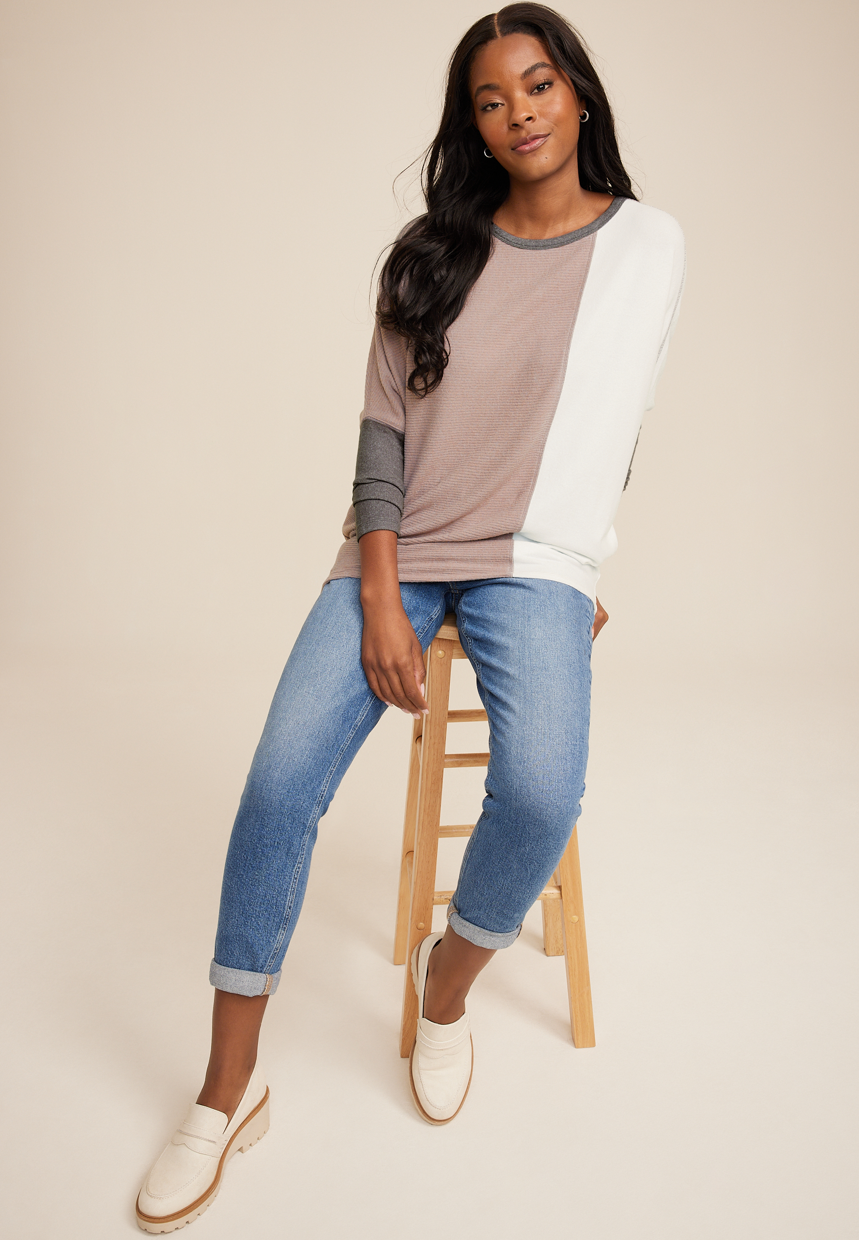 24/7 Dakota Colorblock Dolman Top, C1084, large
