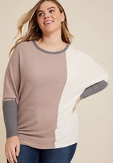 Plus Size 24/7 Dakota Colorblock Dolman Top, C1084, small