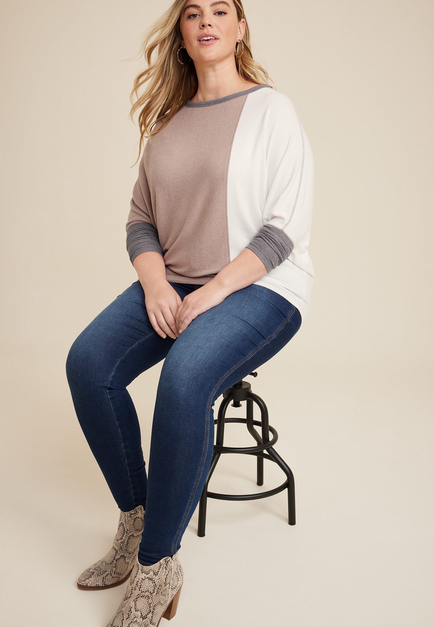 Plus Size 24/7 Dakota Colorblock Dolman Top, C1084, large