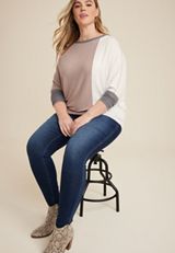 Plus Size 24/7 Dakota Colorblock Dolman Top, C1084, small