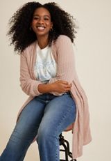 Plus Size Pink Eyelash Cardigan, C9346, small
