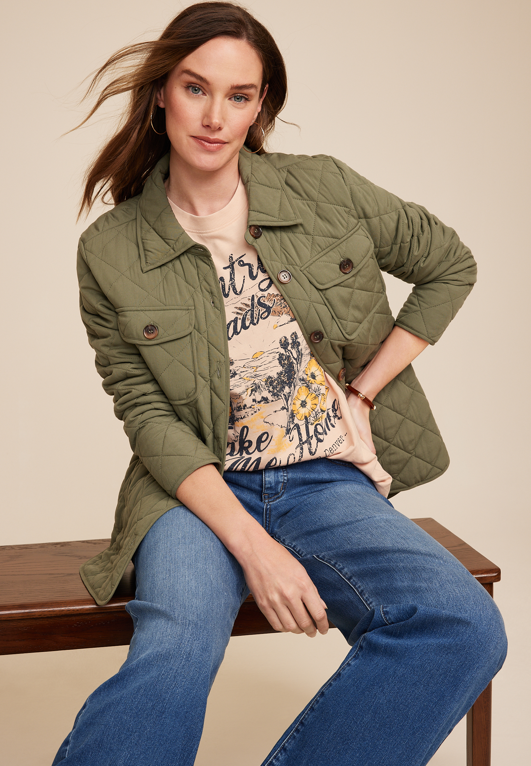 Country Roads Vintage Oversized Graphic Tee, C9505, large