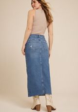 Split Front Denim Maxi Skirt, C3337, small