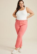 Plus Size m jeans by maurices&trade; Mid Rise Slim Straight Ankle Jean Made With REPREVE&trade;, CORAL, small