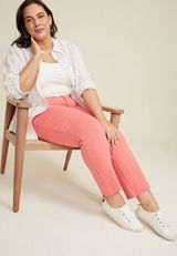 Plus Size m jeans by maurices&trade; Mid Rise Slim Straight Ankle Jean Made With REPREVE&trade;, CORAL, small